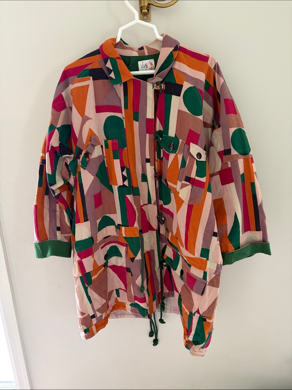 Vintage Live in Color : Colorful Geometric Print Women's Jacket - Multi
